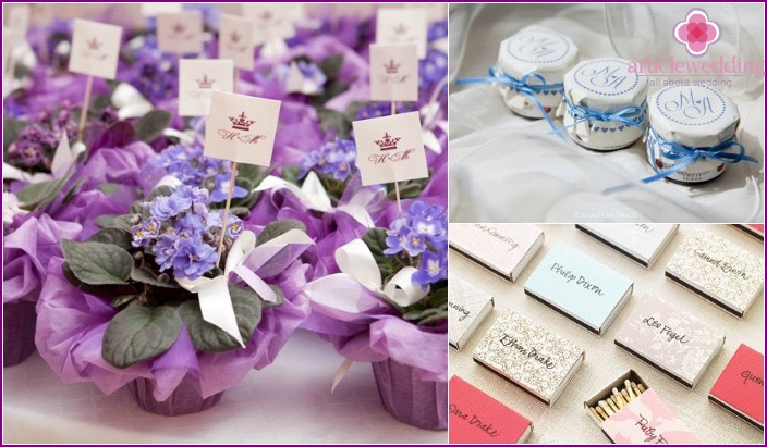 Beaux cadeaux d'invités de mariage