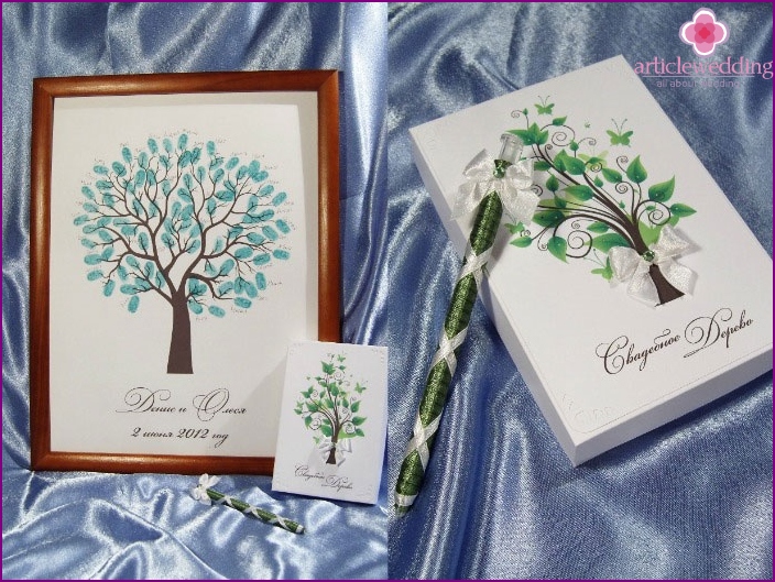 Paper tree of wedding greetings to the bride and groom