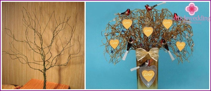 Examples of wire wedding wish trees