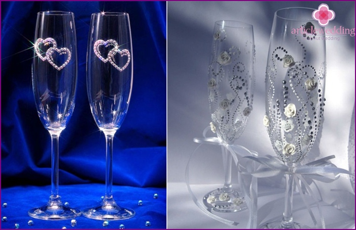 DIY wedding glasses with rhinestones