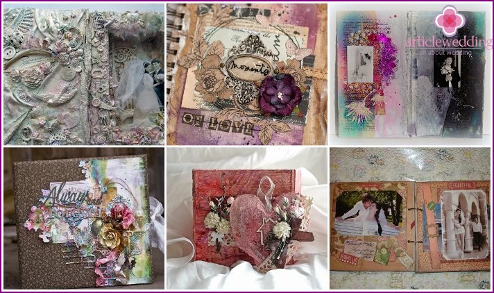 Scrapbook album a mix média stílusú esküvőre