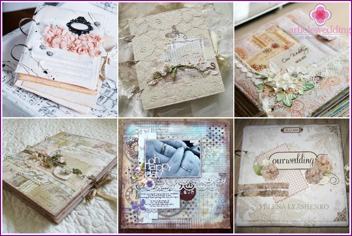 An example of decorating a wedding scrapbook cover