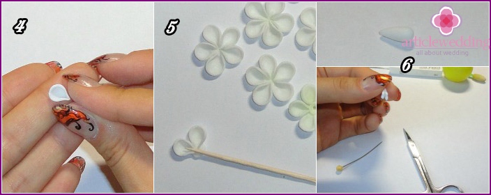 Polymer clay flowers for wedding glasses