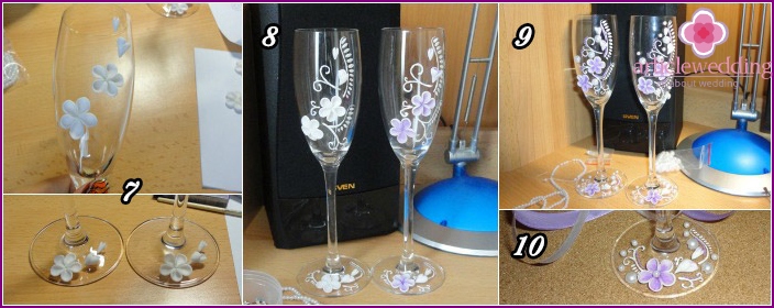 Creating a composition of a wedding glass