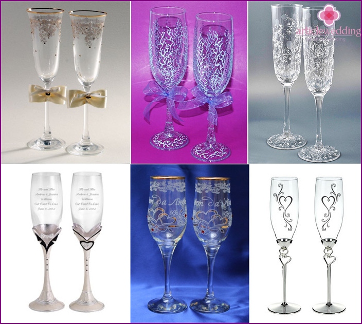 Decorative painting: options for decorating wedding glasses