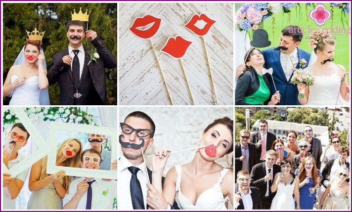 Tillbehör för bröllopsfotografering i olika former