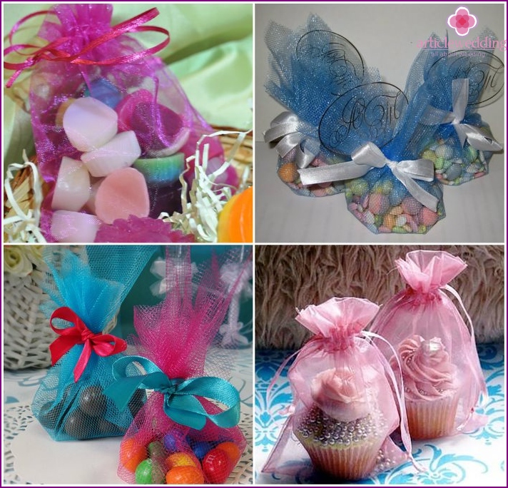 Options for filling bonbonniere bags for a wedding