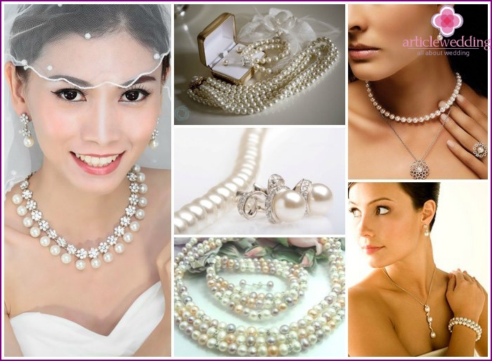 Pearl jewelry for the bride for the wedding