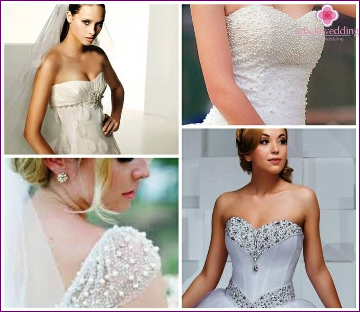 Wedding dress with pearls