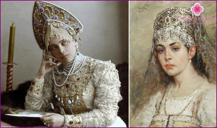 A bride from old in pearl jewelry