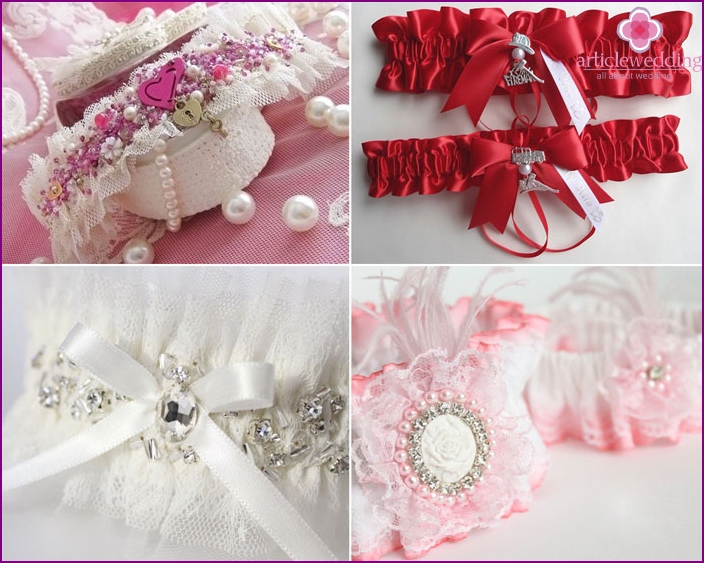 Brooches and stones in a holiday garter