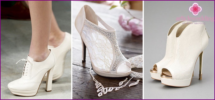 Wedding dress and shoes should look harmonious