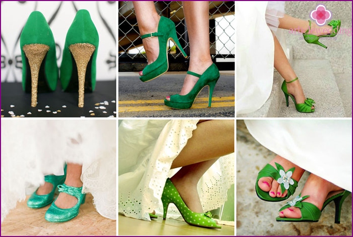 حذاء اخضر للعروس