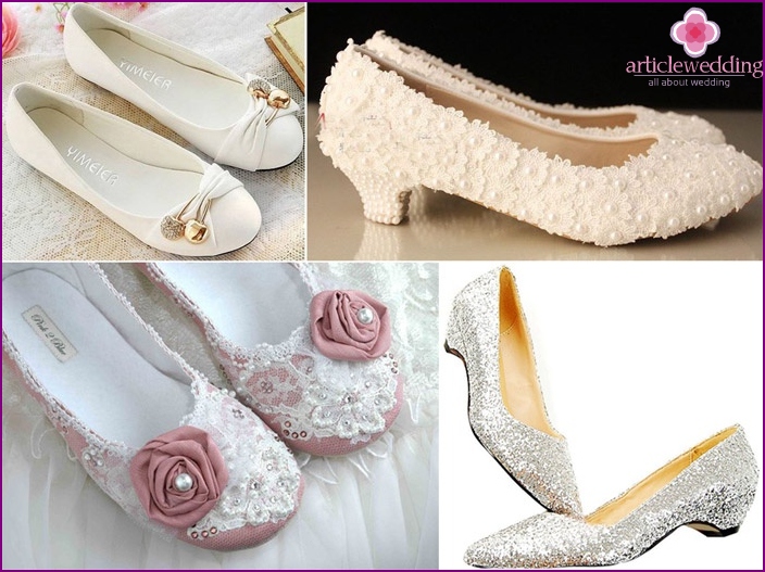 Lapos cipő egy elegáns menyasszony számára