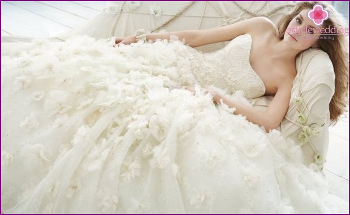 Bridal attire with multi-tiered skirt