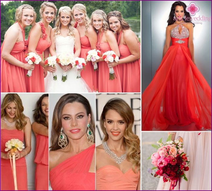 إكسسوارات تحت الثوب الوردي الشاحب للعروس