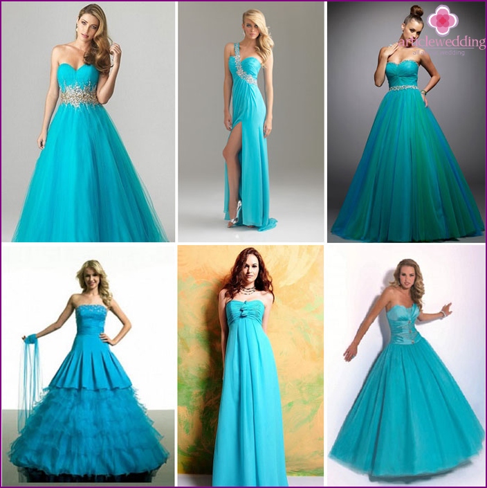 Tenue turquoise de la mariée et le marié