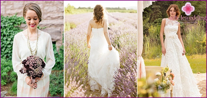 Robes à la mode de la mariée dans le style provençal