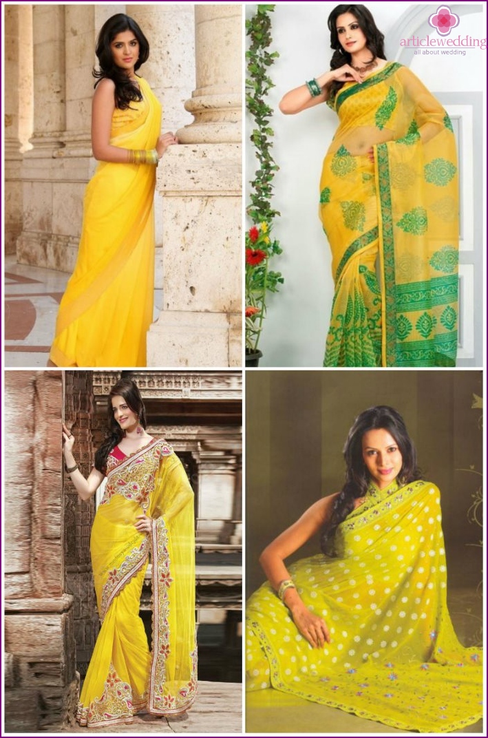 Yellow wedding sari