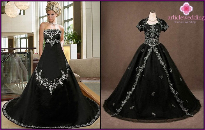 Gothic style in the dress of the bride