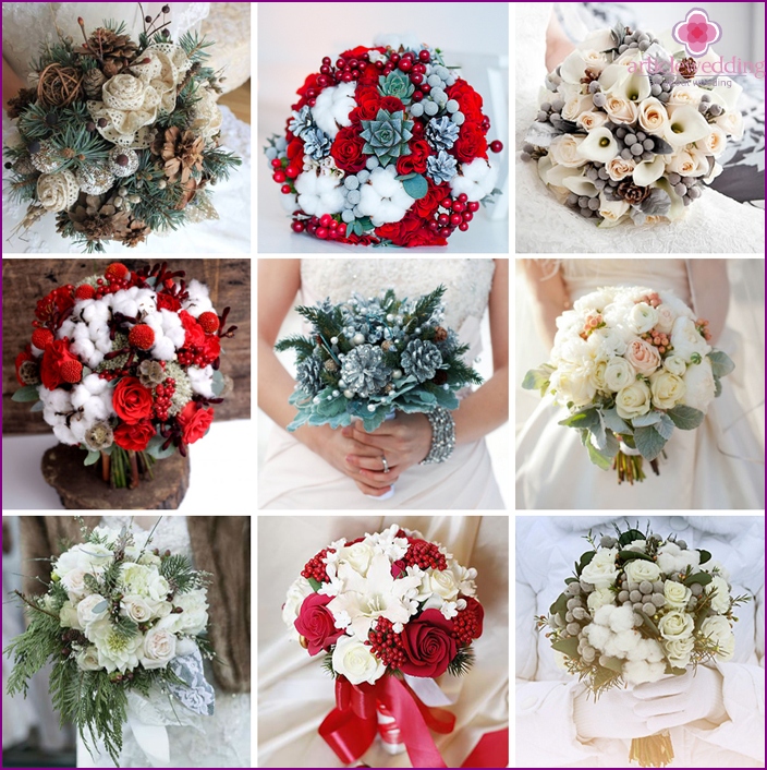 Unique bouquets for winter brides