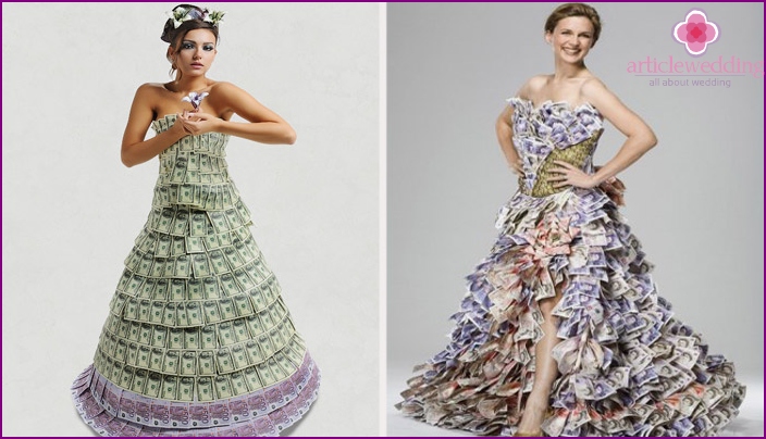 Clothes for a wedding made of money