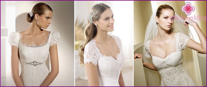 Models of wedding dresses with short sleeves