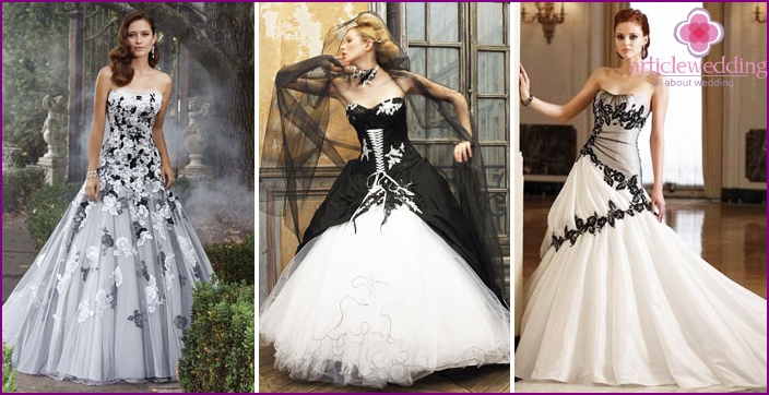 Vestidos de novia en blanco y negro: modelos 2020 y accesorios con fotos
