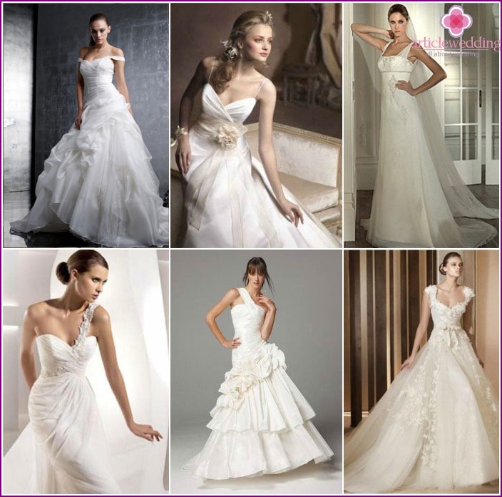 A variety of wedding dresses with straps