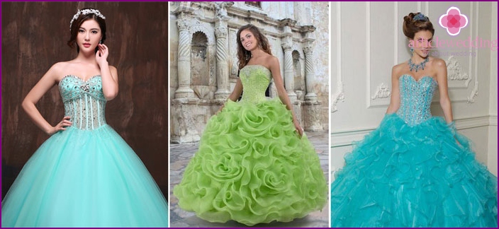 Colored dresses for the bride with stones