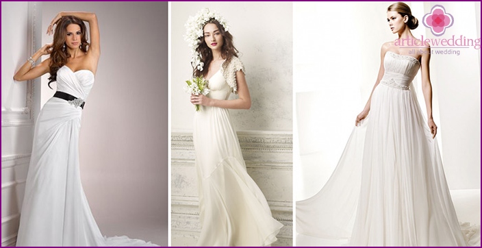 Simple wedding model with a flowing skirt