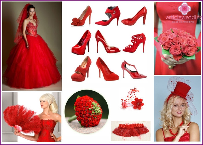 إكسسوارات الزفاف الأحمر