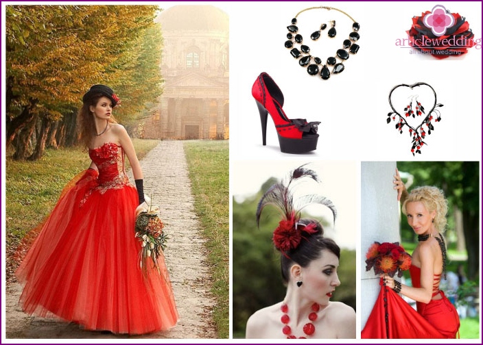 Black and red bride accessories