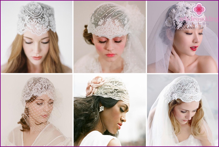 Lace hat for a feminine bride