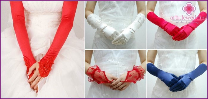 Colored gloves for the bride