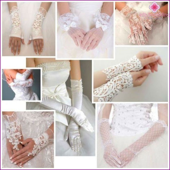 Gloves for a wedding from various fabrics
