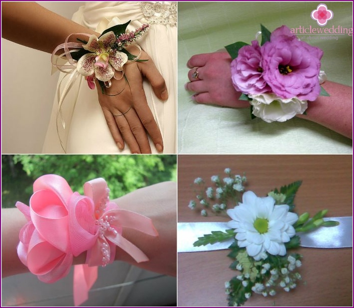 Wedding boutonniere on the wrist of the bride