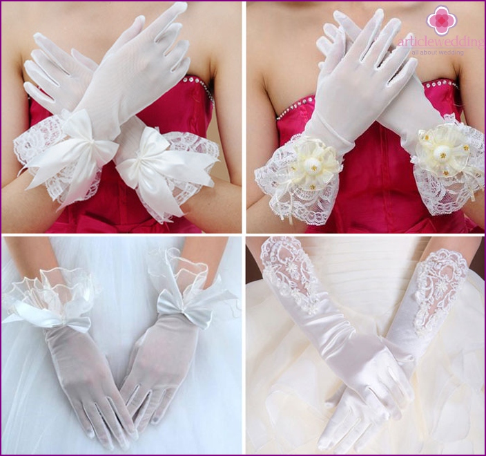 Long gloves with fingers for the bride