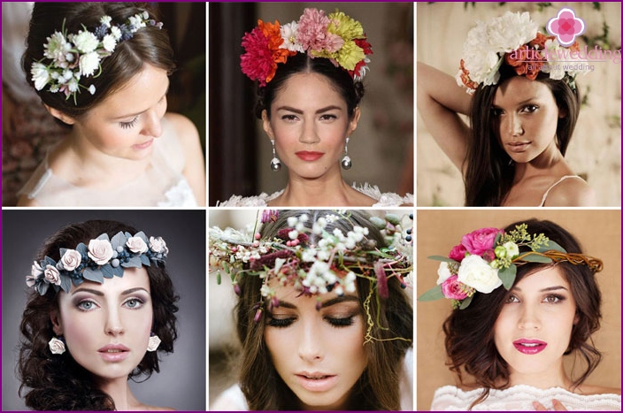 A floral wreath will add charm to your wedding look.