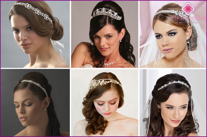 Tiaras-crowns, hoops for the bride
