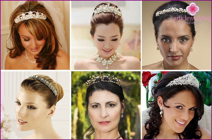 Diadema con perle e perle per la sposa