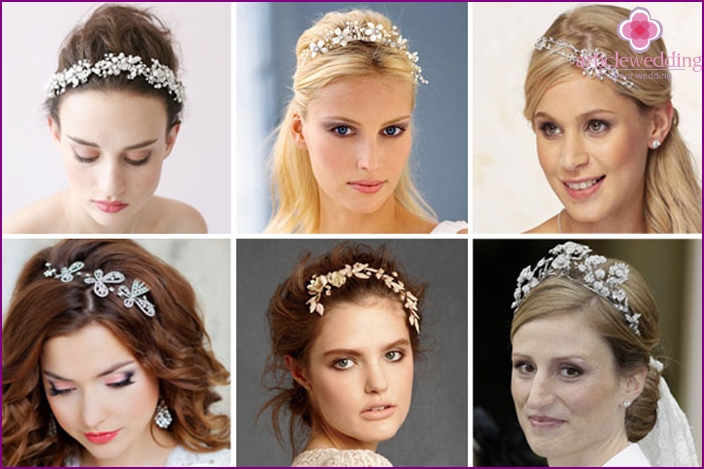 Wedding tiaras with butterflies, flowers