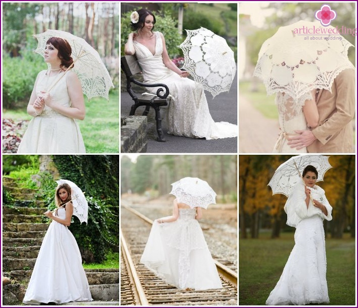 Spetsparaplyer för ett bröllop