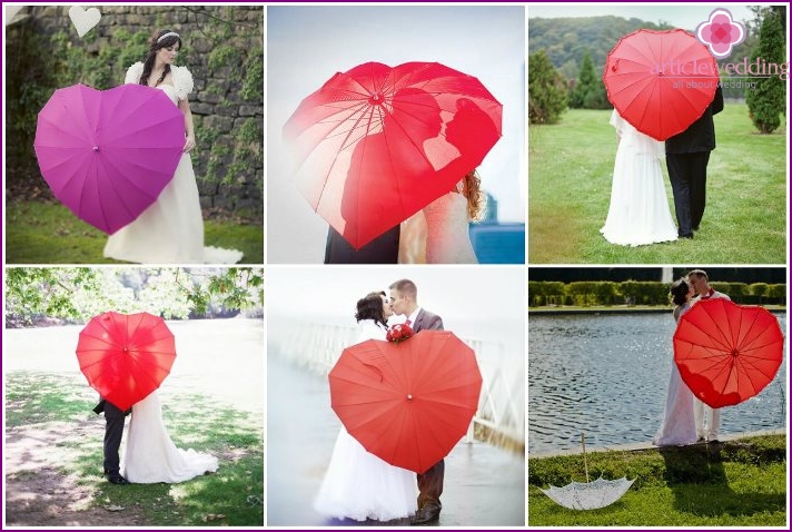 Heart shaped wedding umbrella
