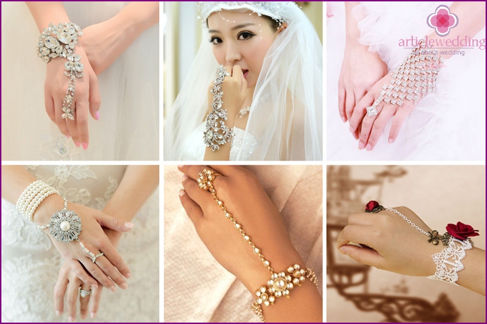 Bracelets with a ring for the bride