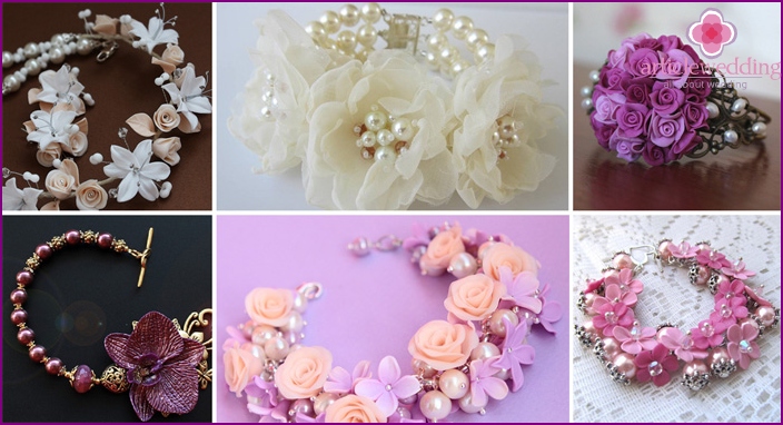 Jewelry in the form of pearl bracelets for the bride