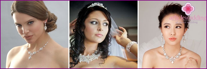 Wedding necklace from beads on brides
