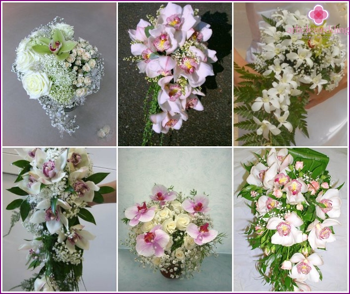 Orchids with baby's breath in a wedding accessory