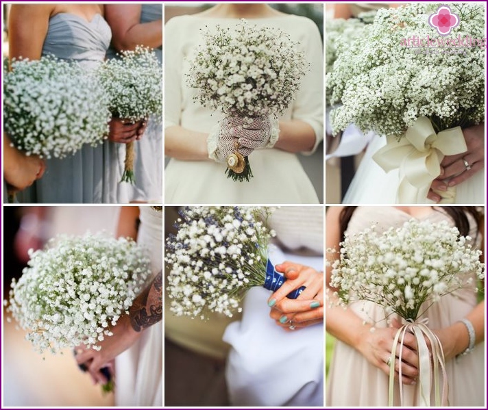 Gypsophila em uma monocomposição para um casamento