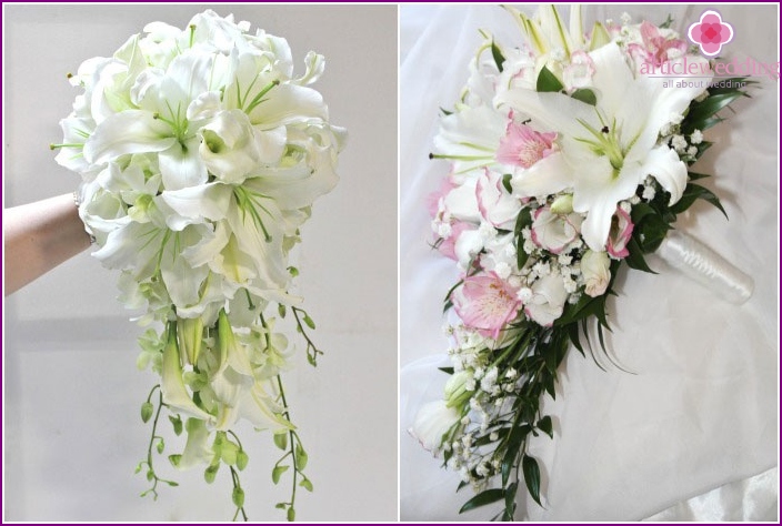 Bouquet da sposa di orchidee e gigli Inca